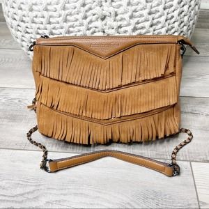 Aimee Kestenberg Kaiden Leather Fringe Boho Crossbody Bag Brown